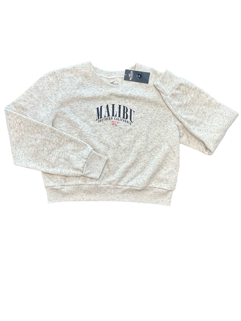 Hollister Co. cropped Malibu SOCAL coastal crewneck sweatshirt light gray NWT MD